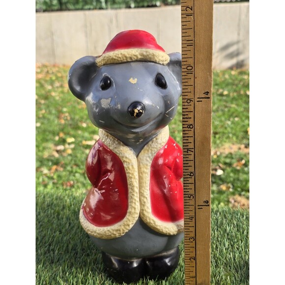 HTF Vtg Christmas Blow Mold Union Products Gray Santa Mouse (New Cord & LED Bulb - Picture 4 of 12